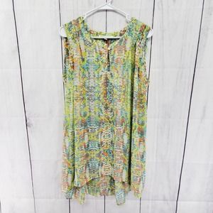 Daniel Rainn Plus Size 1X Chevron Crew Neck Keyhole Sleeveless Blouse